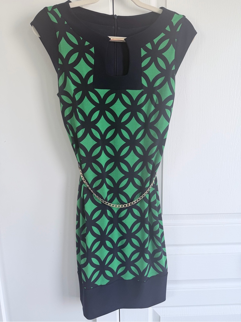 Joseph Ribkoff Green & Navy Geometric Dress